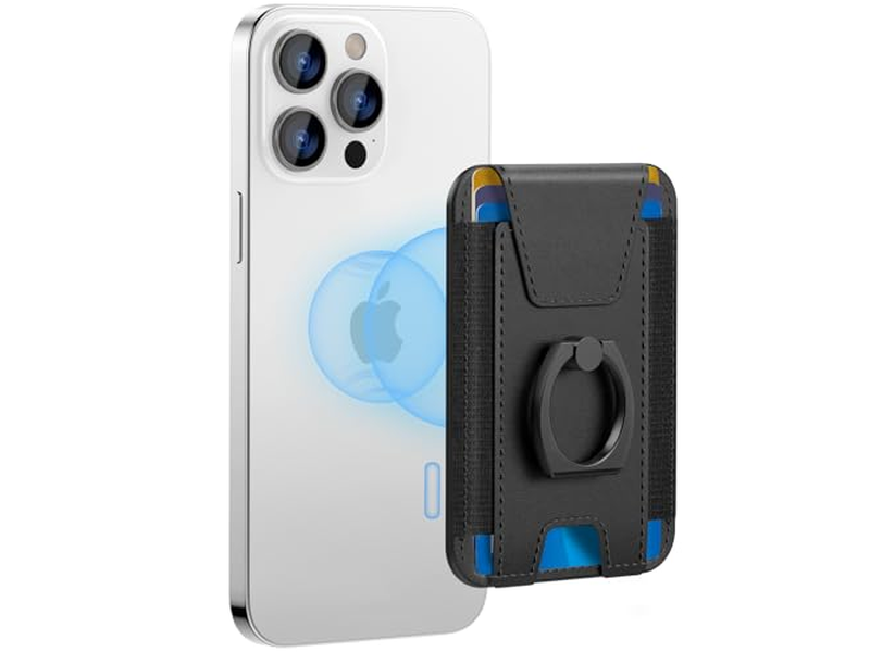 Cartera Magnética para Teléfono Porta 6 Tarjetas Bloqueo RFID Negro