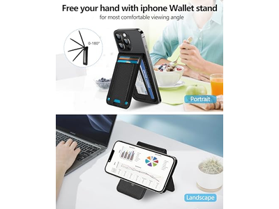 Cartera 2 en 1 con soporte ajustable y ventana de identificación abierta Magnética 9 Ca