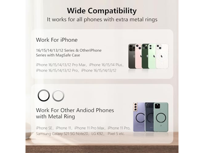 Soporte plegable para teléfono móvil con base metálica giratoria 360