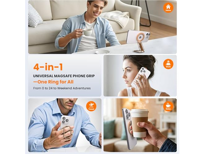 Soporte magnético para teléfono 4 en 1 con presilla para correa para el dedo y soporte