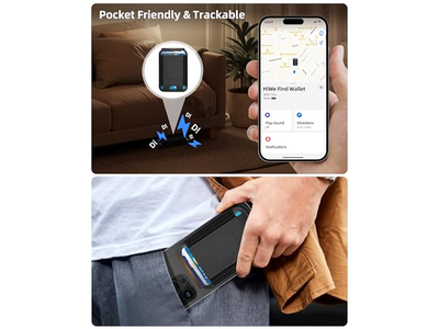 Cartera Mag-Safe antipérdida con 5 tarjetas magnéticas de cuero Find My RFID