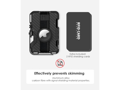 Tarjetero magnético de fibra de carbono con funciones multifunción