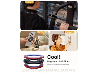 Agarre magnético de doble cara para teléfono MagSafe Strong Ring Holder Blac