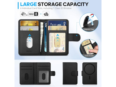 Tarjetero Magnético de Piel Verdadera con Bloqueo RFID y 6 Ranuras