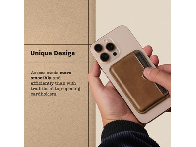 Cartera de tarjeta de cuero hecha a mano - Magnética delgada - Porta 2 tarjetas - Coco