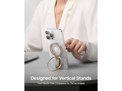 Agarre magnético de cuero para teléfono con soporte de anillo ajustable para MagSafe