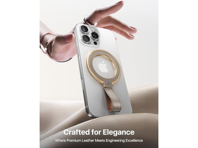 Agarre magnético de cuero para teléfono con soporte de anillo ajustable para MagSafe