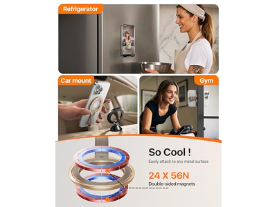 Agarre magnético de cuero para teléfono con soporte de anillo ajustable para MagSafe