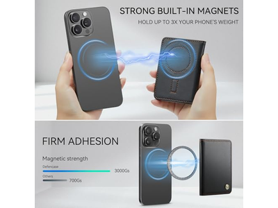 Tarjetero magnético con bloqueo RFID, cartera minimalista de cuero PU para teléfono