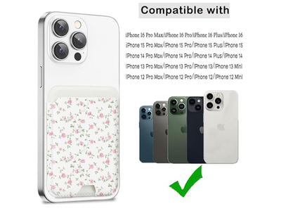 Cartera con tarjetero magnético compatible con iPhone, se adapta a 3 tarjetas, color rosa