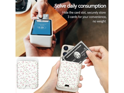 Cartera con tarjetero magnético compatible con iPhone, se adapta a 3 tarjetas, color rosa