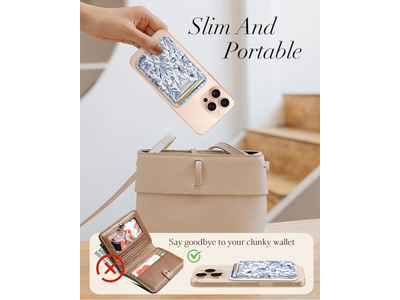 Cartera con tarjetero magnético para iPhone - Patrón de flores azules para 3 C