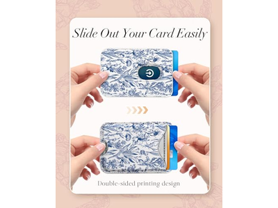 Cartera con tarjetero magnético para iPhone - Patrón de flores azules para 3 C