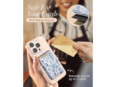 Cartera con tarjetero magnético para iPhone - Patrón de flores azules para 3 C