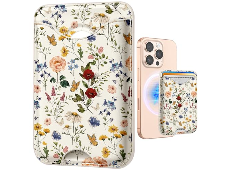 Cartera con tarjetero magnético con estampado floral para iPhone Series