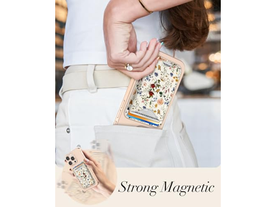 Cartera con tarjetero magnético con estampado floral para iPhone Series
