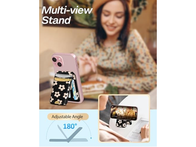 Cartera con tarjetero plegable magnético para teléfonos Bloqueo RFID 4 tarjetas F