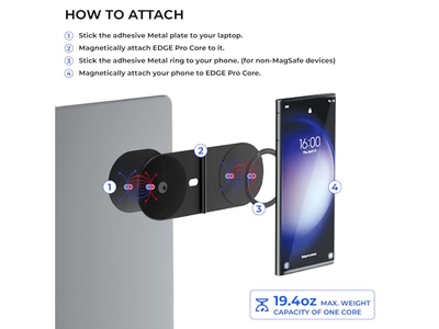 Soporte magnético para teléfono con soporte para computadoras y tabletas