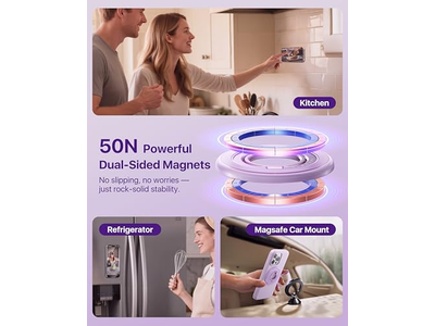 Agarre magnético para teléfono MagSafe con soporte magnético giratorio de dos caras