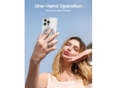 Anillo magnético para teléfono para MagSafe Grip - Soporte de anillo plateado con purpurina Stan