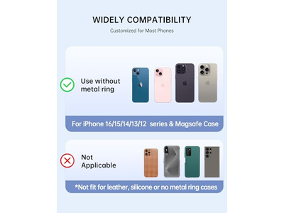 Soporte magnético para anillo de teléfono compatible con MagSafe - Agarre extraíble St
