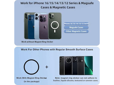 Soporte magnético para anillo de teléfono para soporte de agarre ajustable MagSafe Removab