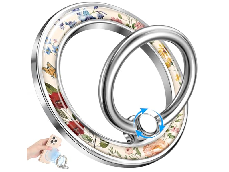 Soporte magnético para anillo de teléfono con diseño floral
