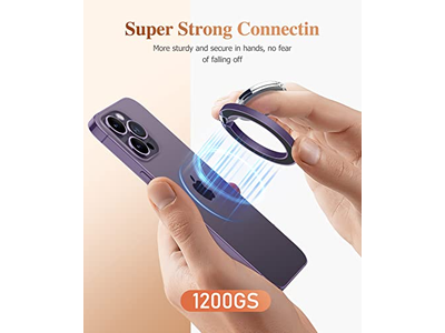 Soporte Magnético Para Anillo De Teléfono Con Soporte Ajustable Y Pata De Cabra - Púrpura