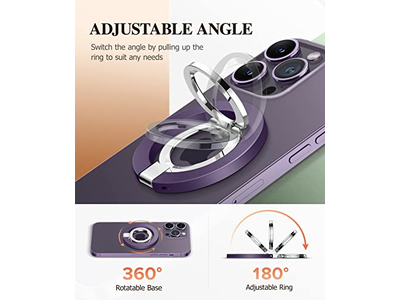 Soporte Magnético Para Anillo De Teléfono Con Soporte Ajustable Y Pata De Cabra - Púrpura