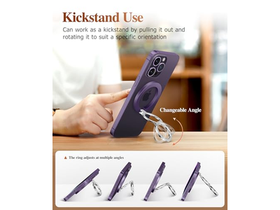 Soporte Magnético Para Anillo De Teléfono Con Soporte Ajustable Y Pata De Cabra - Púrpura