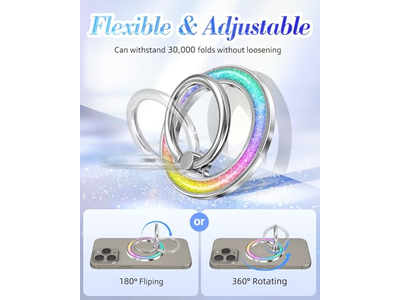Soporte magnético para anillo de teléfono con agarre extraíble para el dedo - Diseño con purpurina