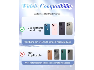 Soporte magnético para anillo de teléfono con agarre extraíble para el dedo - Diseño con purpurina