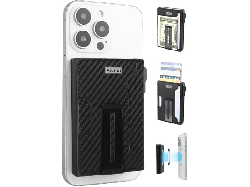Cartera emergente magnética para iPhone con capacidad para 8 tarjetas y billetes
