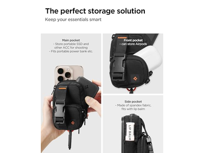 Organizador de bolsa magnética para almacenamiento de tarjetas y SSD con clip - Negro