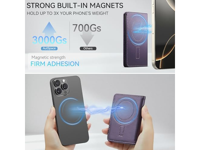 Tarjetero magnético con bloqueo RFID compatible con teléfonos MagSafe Pur