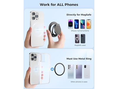 Soporte de anillo magnético para uso en ambos lados Agarre extraíble con soporte