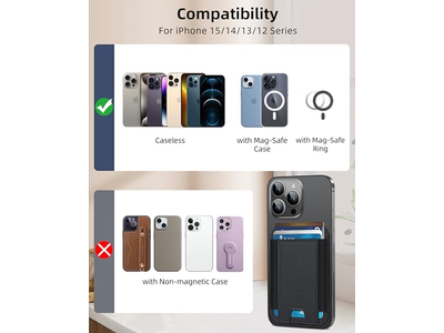 Cartera Magnética para iPhone 7 Tarjetero Cuero Minimalista RFID Bl