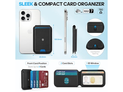 Cartera Magnética para MagSafe Cuero Genuino 6 Tarjeteros RFID Blo