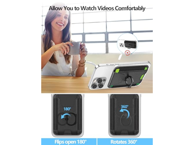 Cartera Magnética para Teléfono Porta 6 Tarjetas Bloqueo RFID Negro