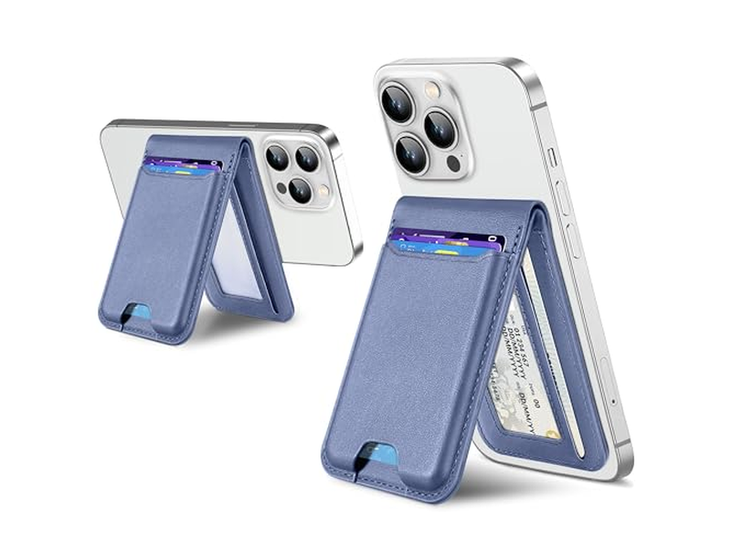 Soporte magnético para billetera con soporte ajustable Ventana de identificación Bloqueo RFID