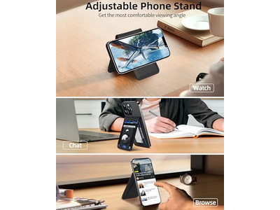 Soporte magnético para billetera con soporte Airtag Ventana de identificación 4 ranuras para tarjetas RFI