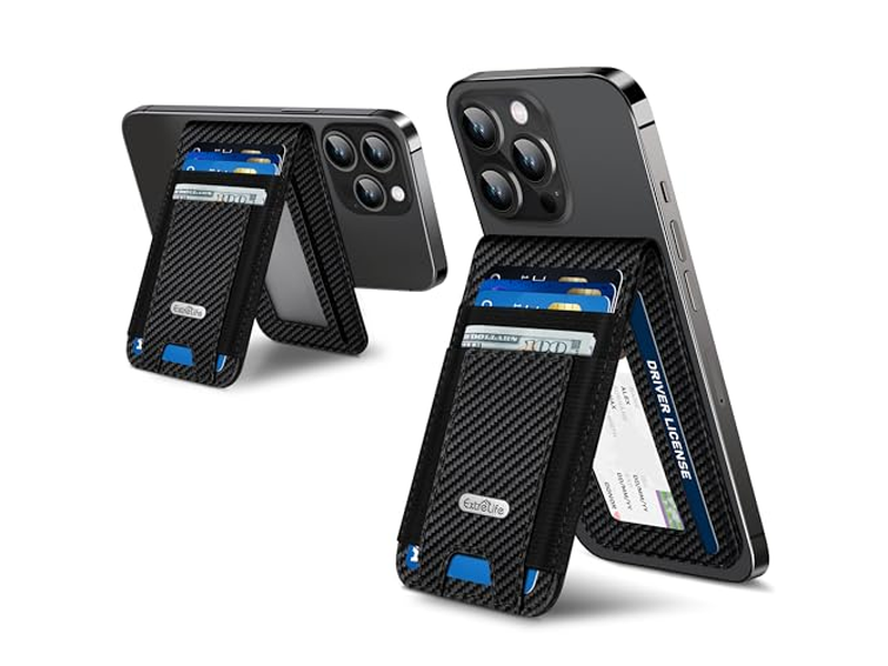 Soporte magnético para billetera con ventana de identificación y 4 ranuras para tarjetas Bloqueo RFID