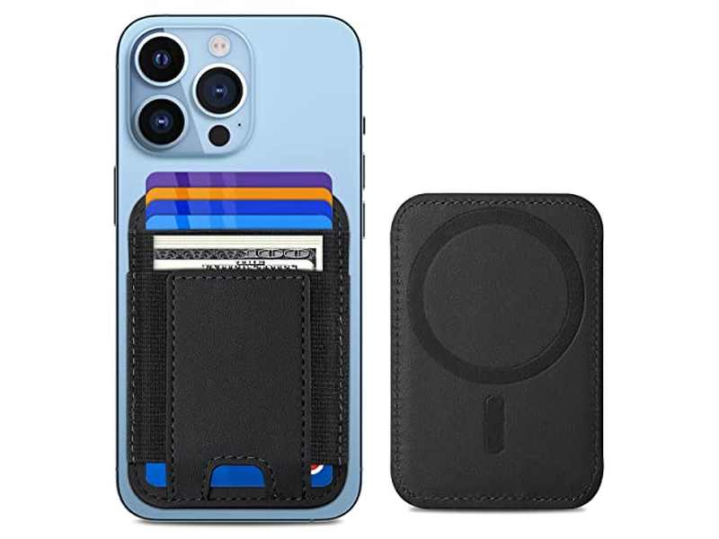 Cartera Magnética con 2 Ranuras para Tarjetas para iPhone Piel Vegana Negra