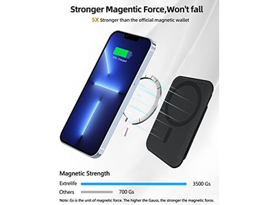 Cartera Magnética con 2 Ranuras para Tarjetas para iPhone Piel Vegana Negra