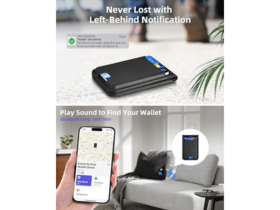 Cartera Magnética con Soporte Ajustable 3 Ranuras para Tarjetas Piel Vegana Bl