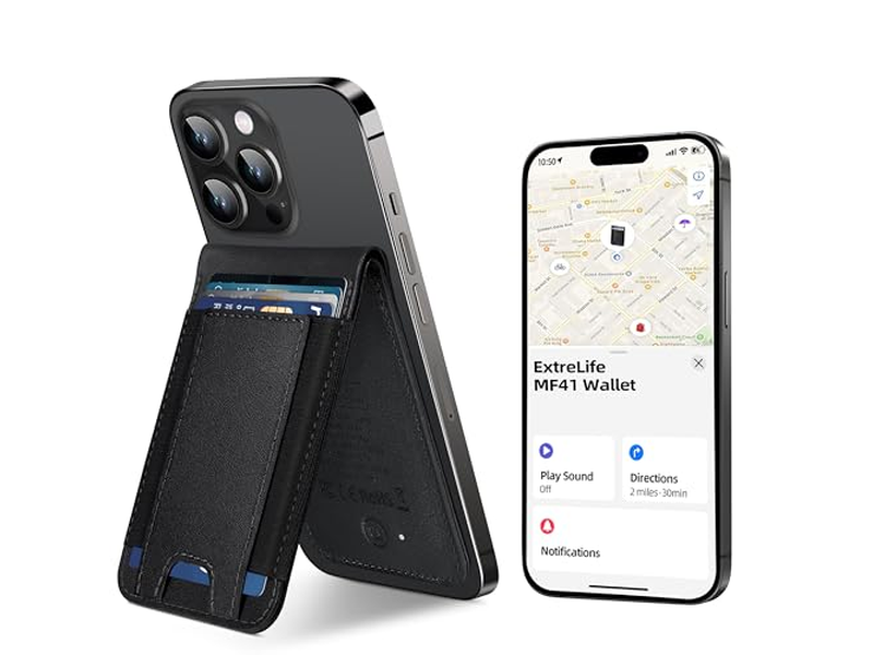 Cartera magnética con tarjetero Find My 8, bloqueo RFID, color negro