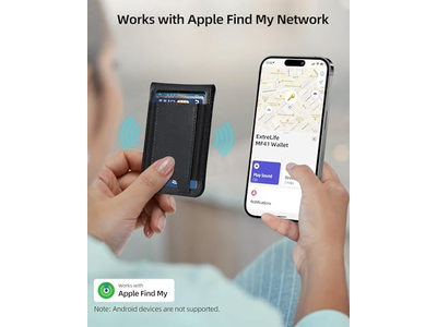 Cartera magnética con tarjetero Find My 8, bloqueo RFID, color negro