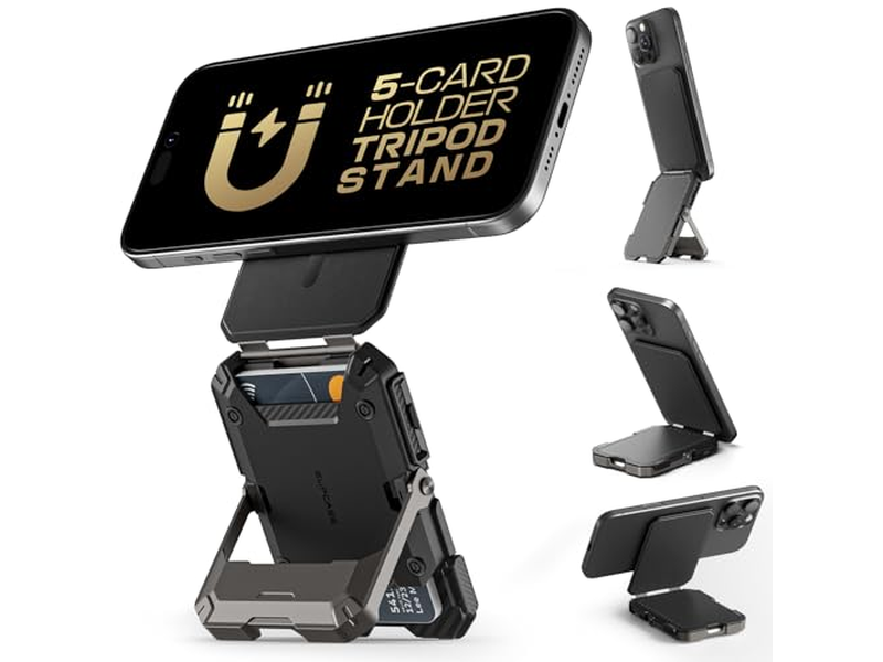 Cartera magnética con soporte para 5 tarjetas con bloqueo RFID, color negro