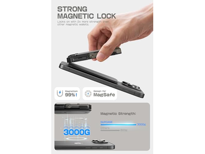 Cartera magnética con soporte para 5 tarjetas con bloqueo RFID, color negro