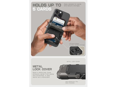 Cartera magnética con soporte para 5 tarjetas con bloqueo RFID, color negro